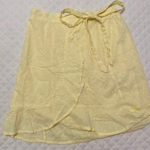 Derek Heart yellow skirt with floral texture and slit